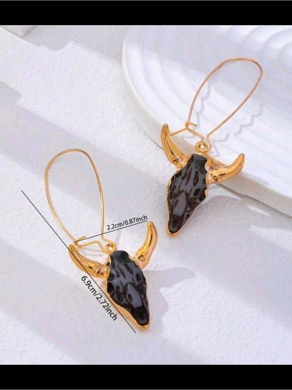 Gold Black Bull Head Ring Women - Picture 4 of 4